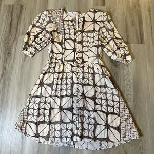 Olivaceous Mini Dress Size Small Button Up Puff Sleeve‎ Linen Blend